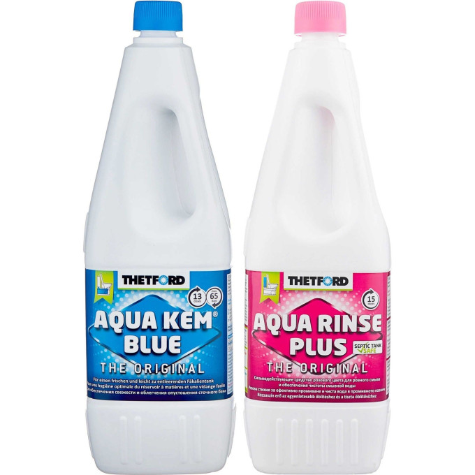 Комбо-комплект жидкостей THETFORD AQUA KEM BLUE (2л) + AQUA RINSE PLUS (1.5л)